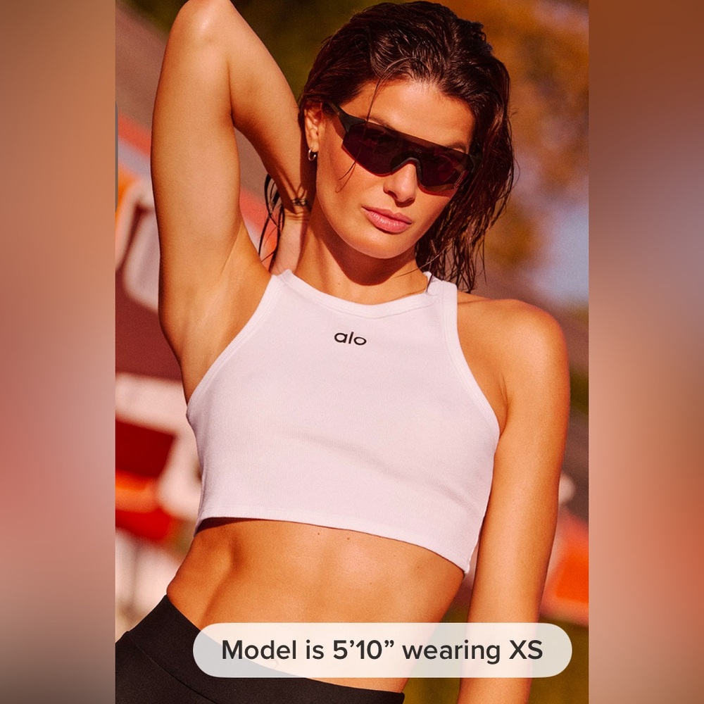 ALO Yoga Aspire White/Black Tank- Small BNWOT MSRP $68.00